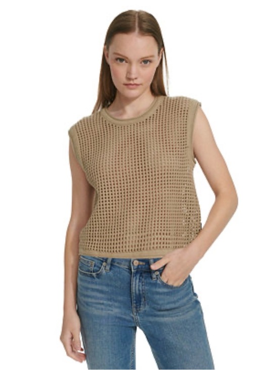 Steve Madden Tops - Steve Madden Ladies Crochet Top in a tan, sleeveless, boxy-fit, size L